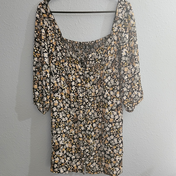 Volcom J'Taime Button Down Floral Mini Dress Women's Size L/10 - Picture 1 of 9